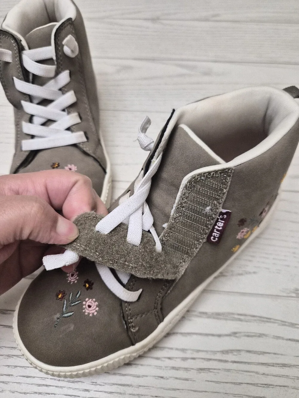Floral Embroidered Carters Ankle Shoes Girls Size 2